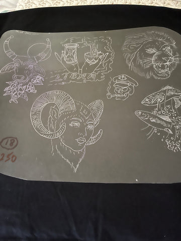 GTC Acetate Stencils 18 - Zodiac - Libra, Taurus, Leo, Aries Girl